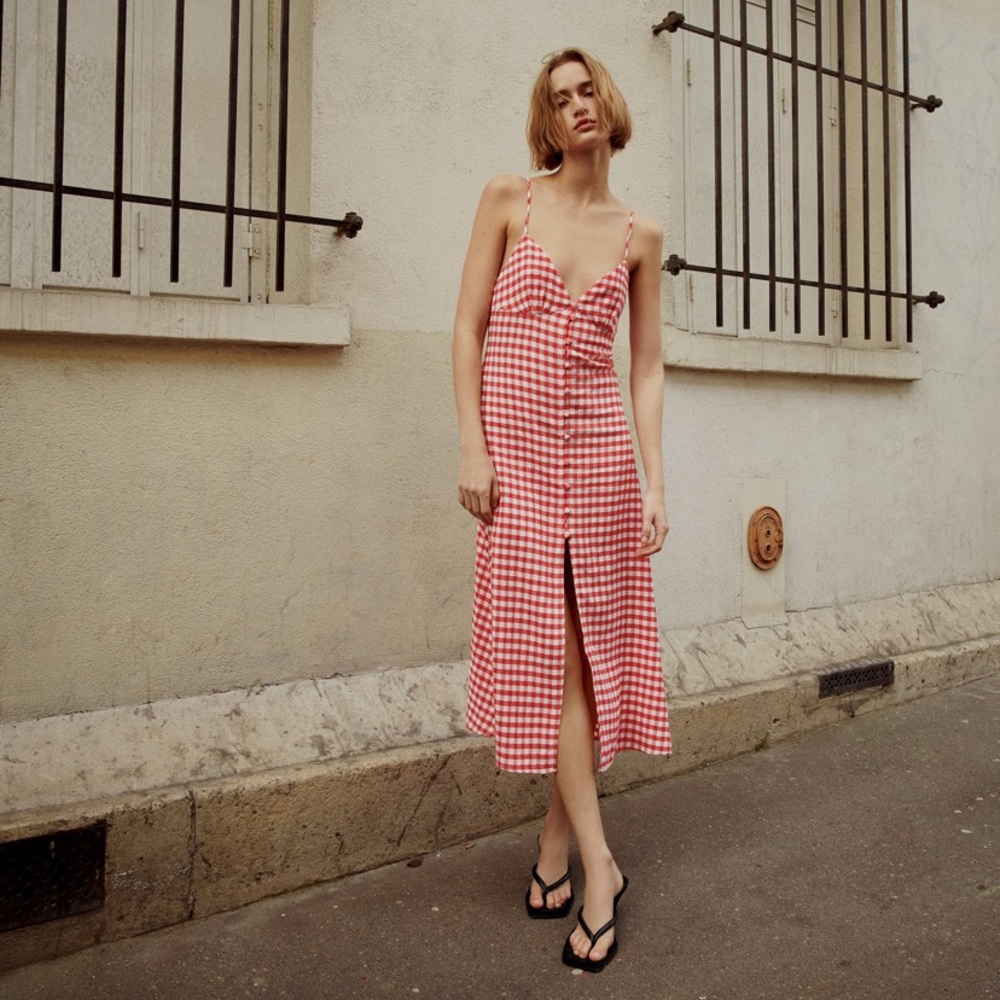 Zara strappy gingham dress xs